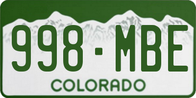 CO license plate 998MBE