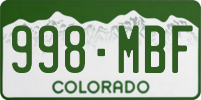 CO license plate 998MBF