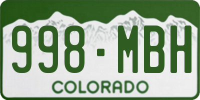 CO license plate 998MBH