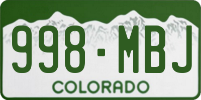 CO license plate 998MBJ