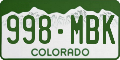 CO license plate 998MBK