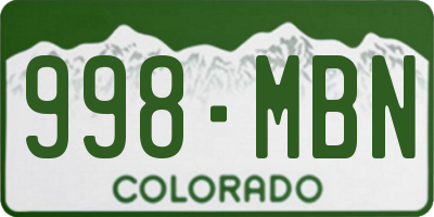 CO license plate 998MBN