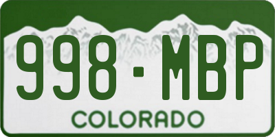 CO license plate 998MBP