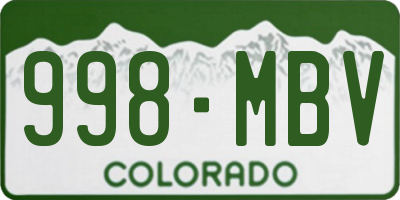 CO license plate 998MBV