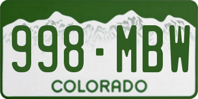CO license plate 998MBW