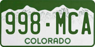 CO license plate 998MCA
