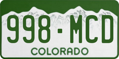 CO license plate 998MCD