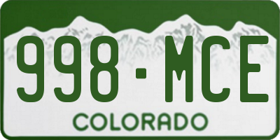 CO license plate 998MCE