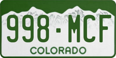 CO license plate 998MCF