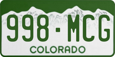 CO license plate 998MCG