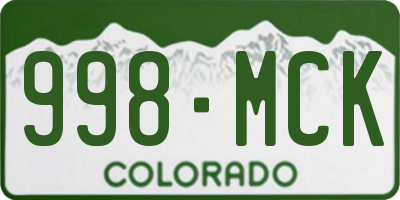 CO license plate 998MCK