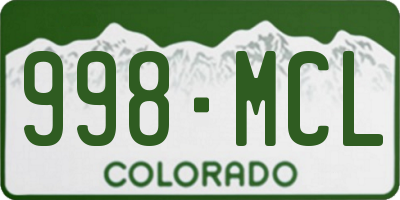 CO license plate 998MCL