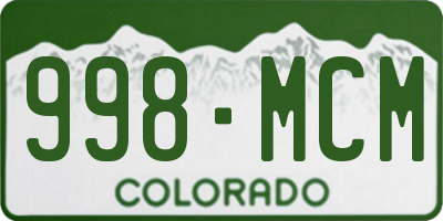 CO license plate 998MCM