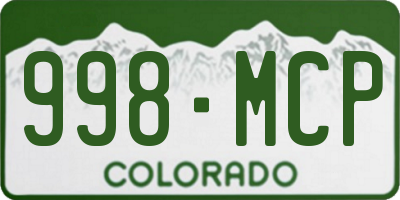 CO license plate 998MCP