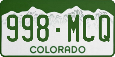 CO license plate 998MCQ