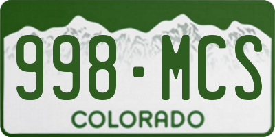 CO license plate 998MCS