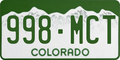 CO license plate 998MCT