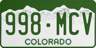 CO license plate 998MCV