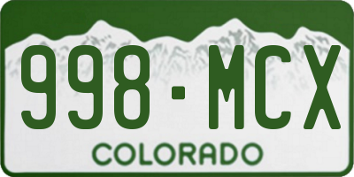 CO license plate 998MCX