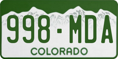 CO license plate 998MDA