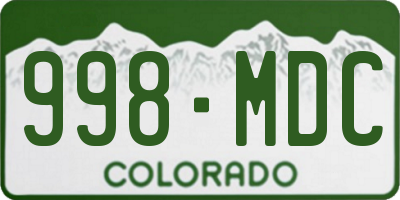 CO license plate 998MDC