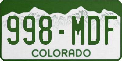 CO license plate 998MDF