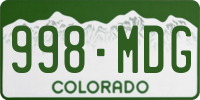 CO license plate 998MDG