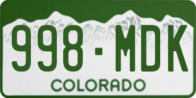 CO license plate 998MDK