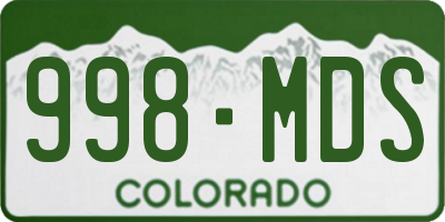 CO license plate 998MDS