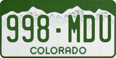 CO license plate 998MDU