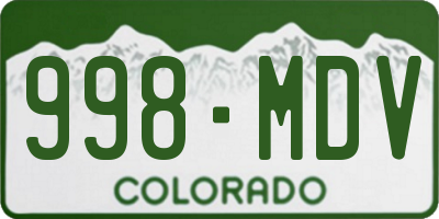 CO license plate 998MDV