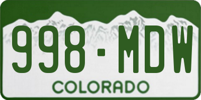 CO license plate 998MDW
