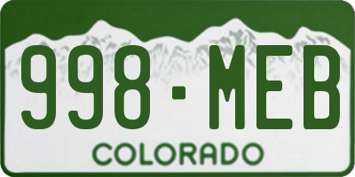 CO license plate 998MEB