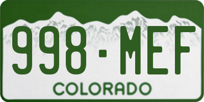 CO license plate 998MEF