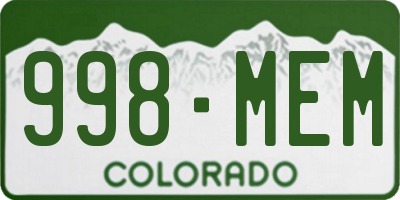 CO license plate 998MEM