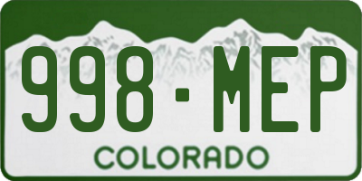 CO license plate 998MEP