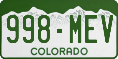 CO license plate 998MEV