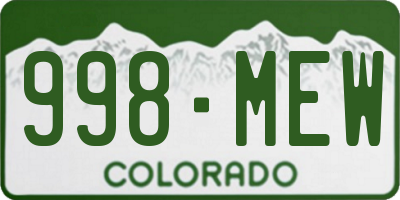 CO license plate 998MEW