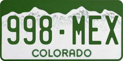 CO license plate 998MEX