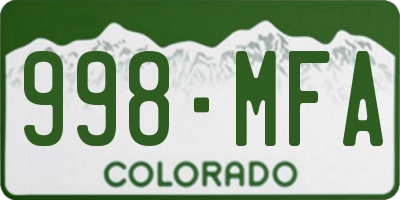 CO license plate 998MFA