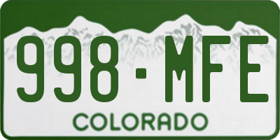 CO license plate 998MFE