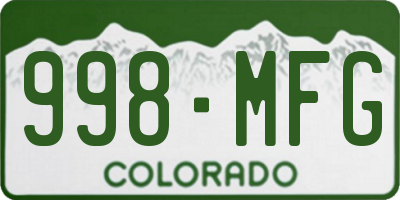 CO license plate 998MFG