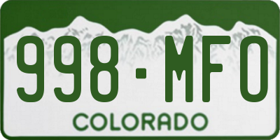CO license plate 998MFO