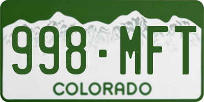 CO license plate 998MFT