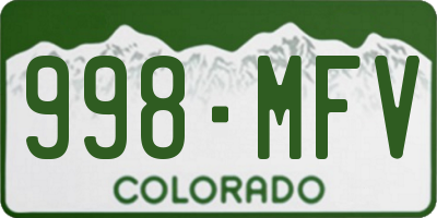 CO license plate 998MFV