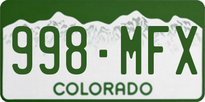 CO license plate 998MFX
