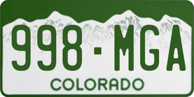 CO license plate 998MGA