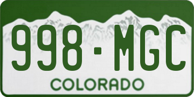 CO license plate 998MGC