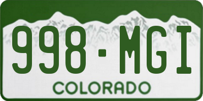 CO license plate 998MGI