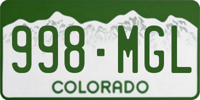 CO license plate 998MGL